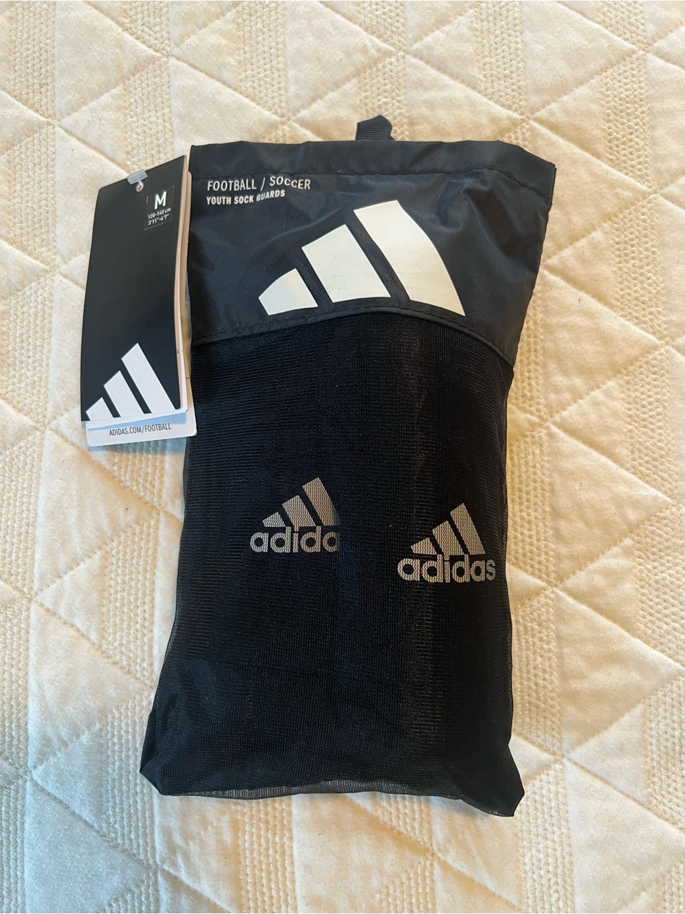 adidas Black Youth Football/Soccer Sock Guards with White Logo